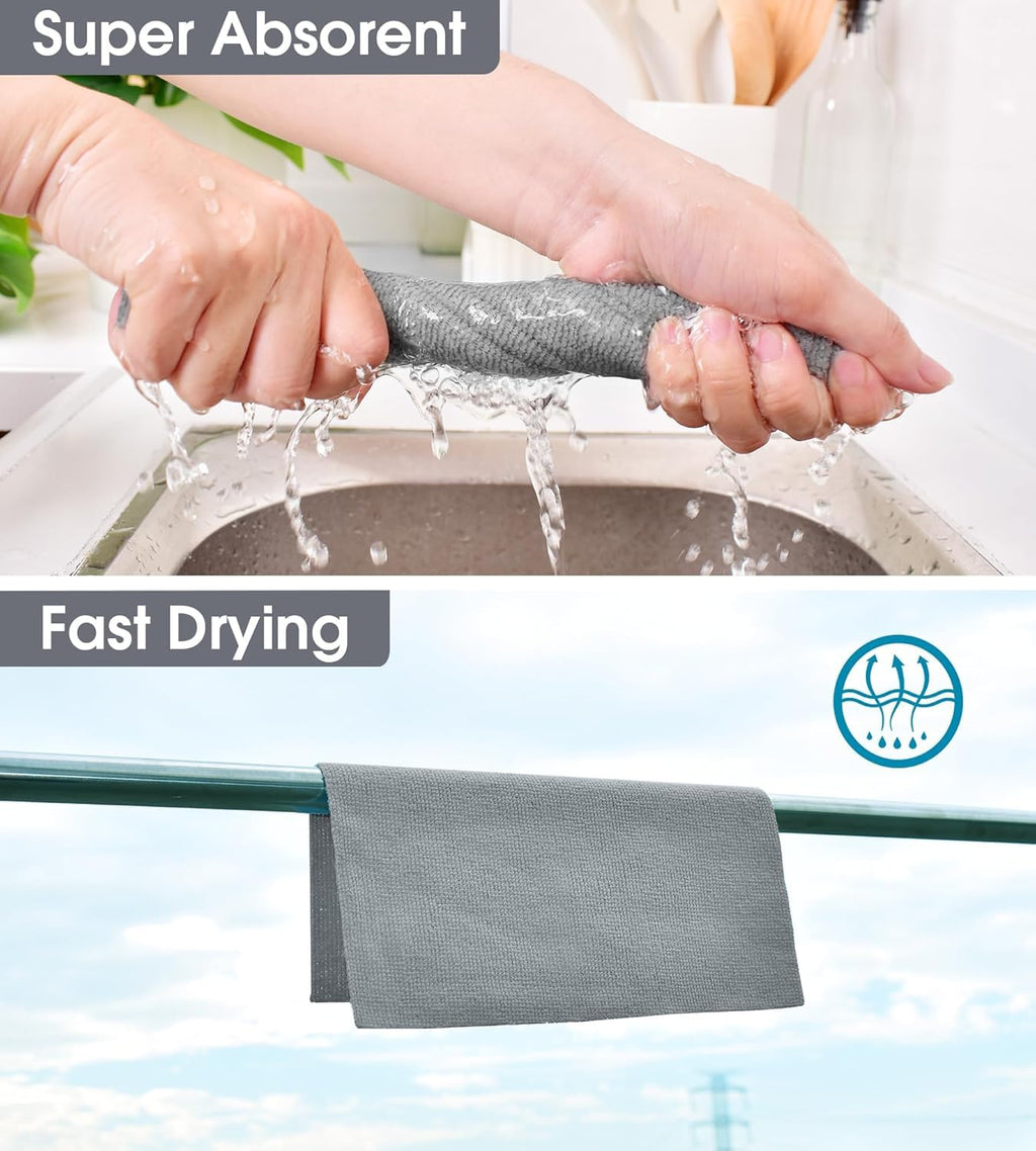 KESI ORNAMENTS Microfiber Cleaning Cloth 1 Roll - Tear-Away Reusable Microfiber Paper Towels, Lint-Free, 2000 Time Washable Scratch-Free, Kitchen Towels for Car, Home, Kitchen, Glass, Dishes (Grey)