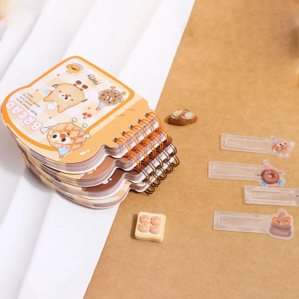 FunBlast Mini Diary for Kids –Bread Theme Spiral Notebook Diary with Bookmarks, Cute Kawaii Stationery, A7 Size Journal Diary, Ruled Notebooks for Boys & Girls – 60+ Sheets (RandomPrint)