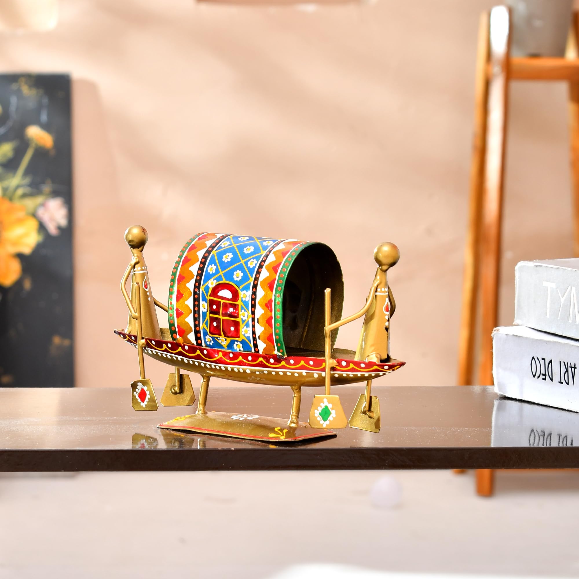 CraftVatika Home Decor Decoration Items for Living Room,Metal Boat Naav Showpiece,Decorative Items for Living Room,Gift Item Housewarming,Marriage,Wedding,Corporate Items,Multicolor,19.5cm,10.5cm