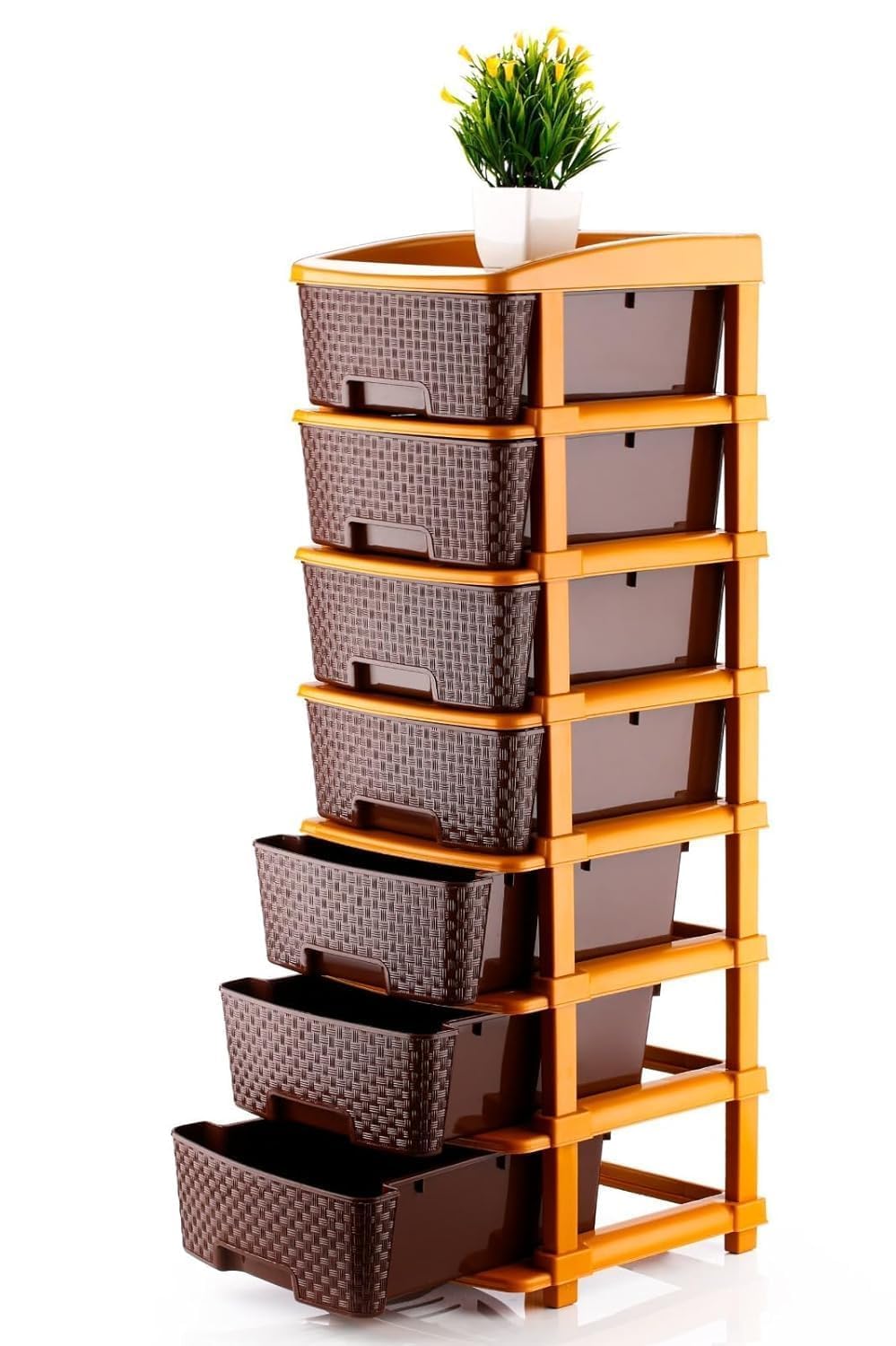 7 XL Plastic Modular Drawer System for Home, Office, Hospital, Parlor, School, Doctors, Home and Kids, Product Dimension When Asembeled (30Cmx37Cmx105Cm) (Chocolate Brown, 7XL)