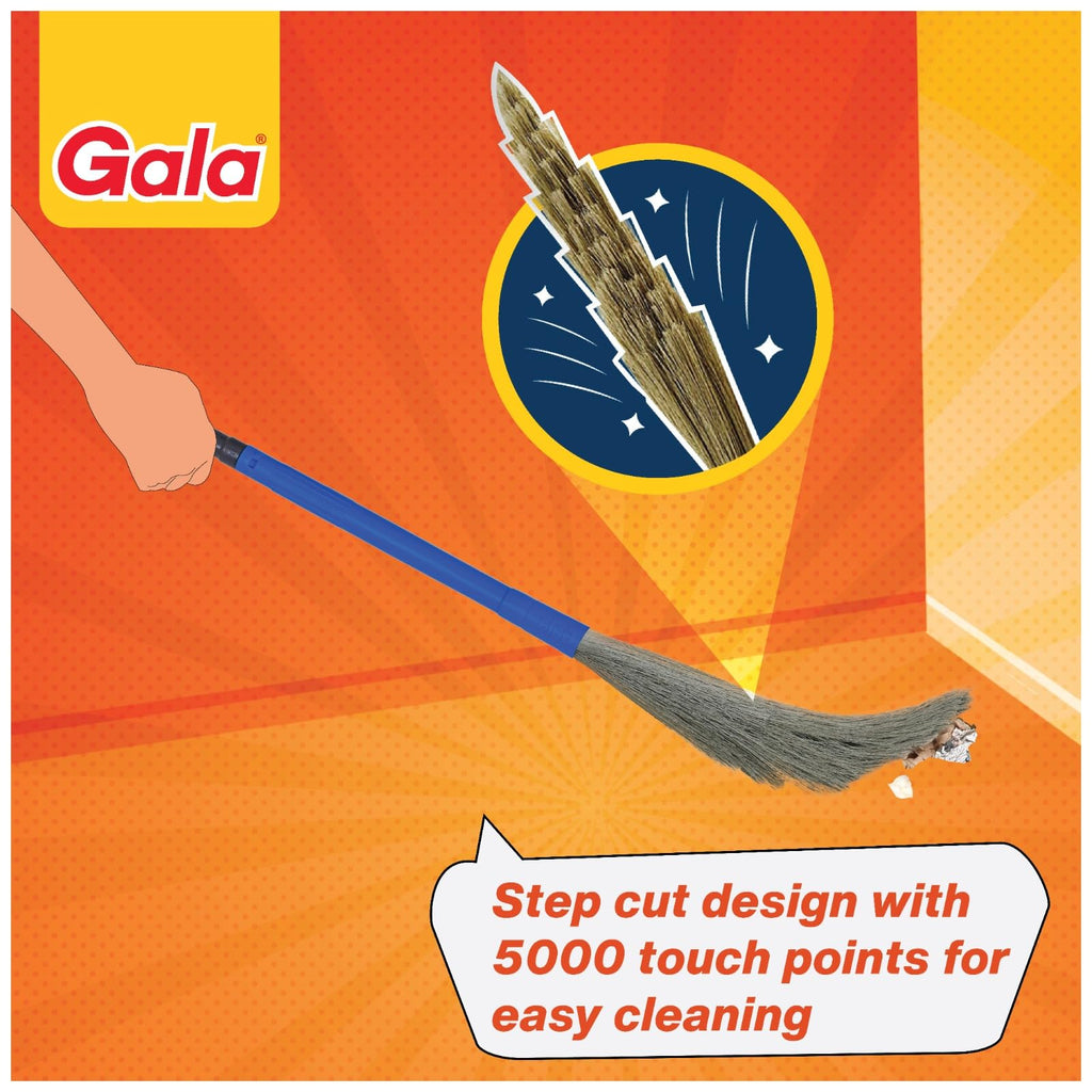 Gala No Dust Broom 2 in 1 with Extendable Handle for Ceiling and Floor Cleaning, Long Handle Jhadu