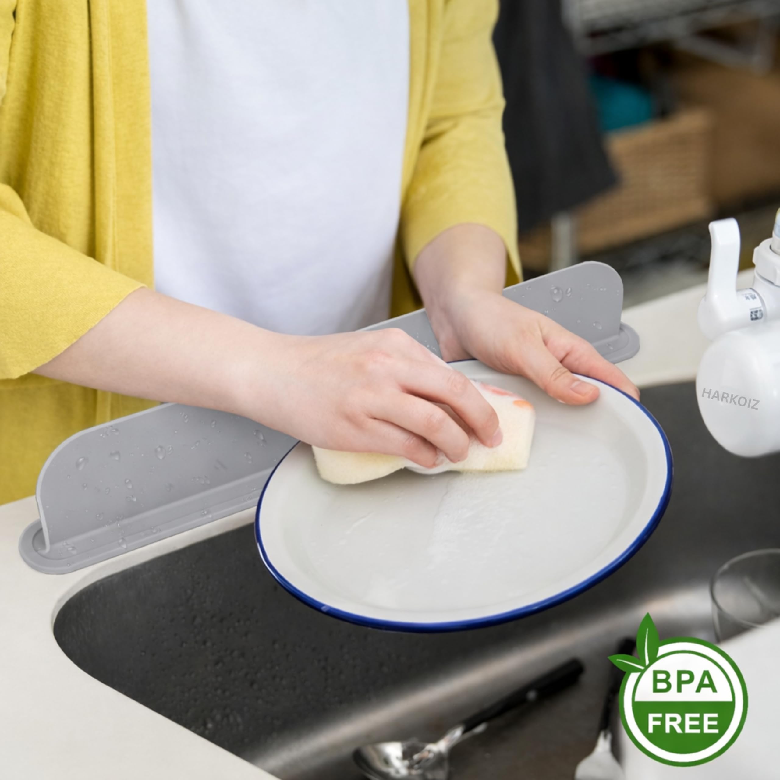 Silicone Sink Splash Guard 40 CM for Indian Kitchens | Standard Size Anti-Splash Water Control Strip with Strong Suction Cups | Reusable Sink Edge Guard for Kitchen & Bathroom (Pack of 1)