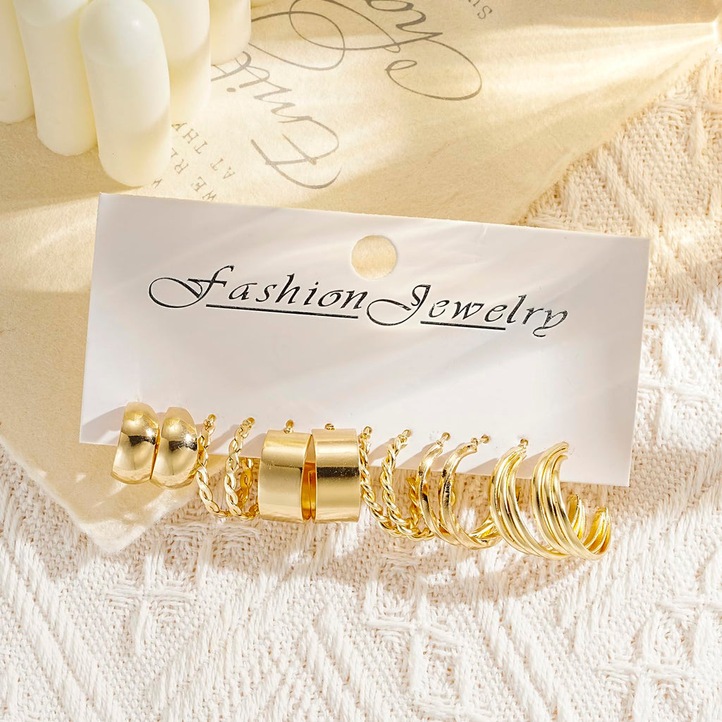 Shining Diva Fashion 6 Pairs Combo Set Latest Stylish Hoop Earrings for Women and Girls (15725er)