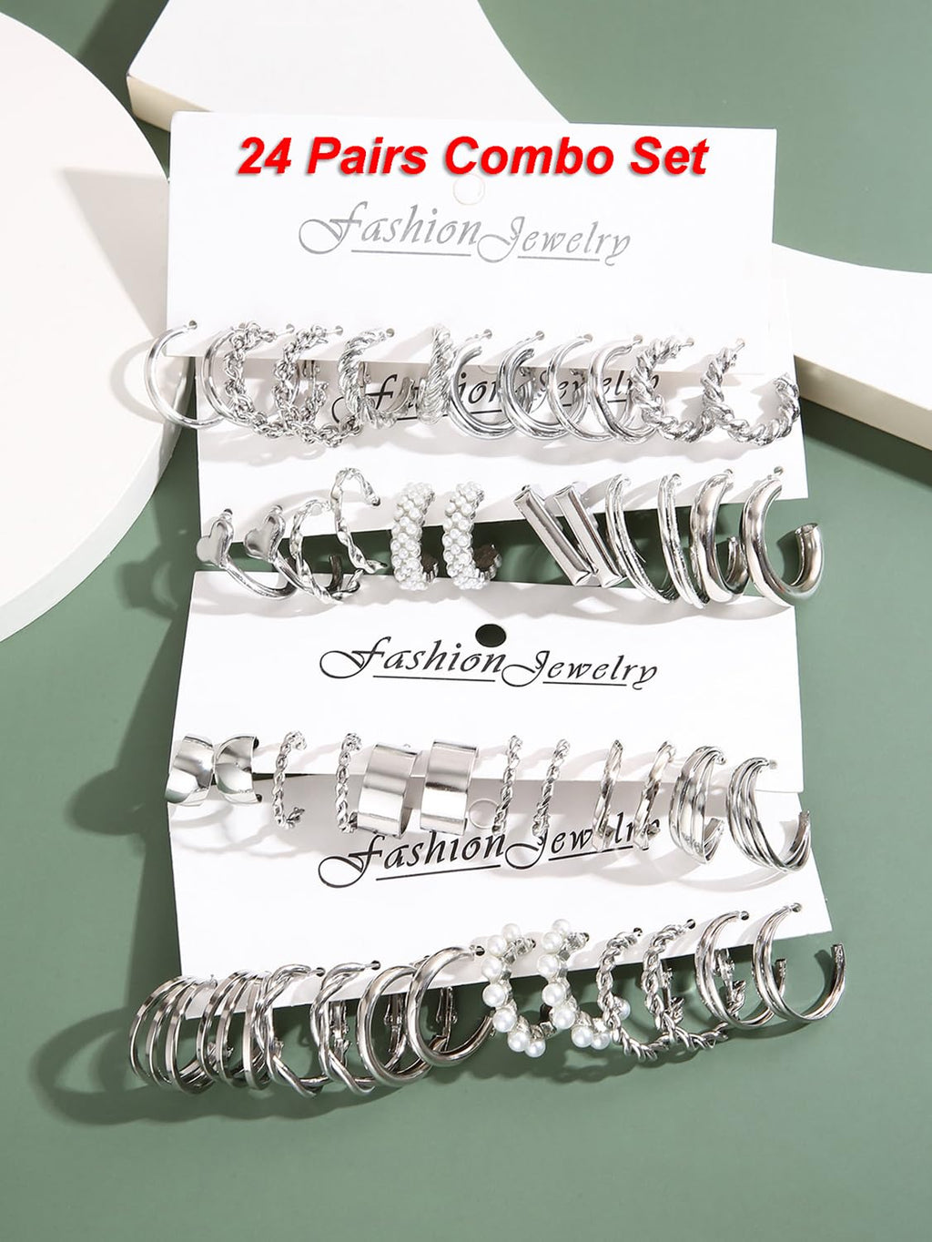 Shining Diva Fashion 24 Pairs Combo Set Latest Stylish Hoop Earrings for Women and Girls (15617er)