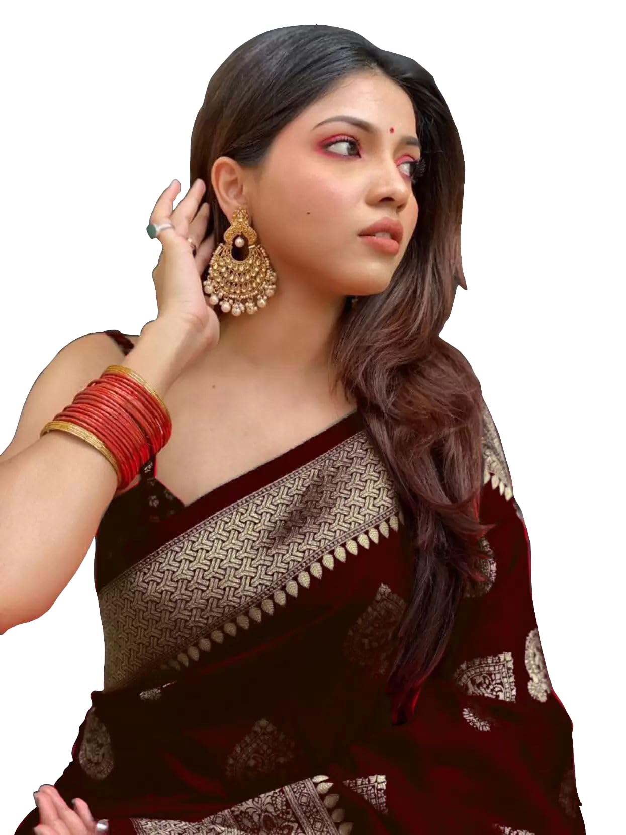 Shasmi Women's Banarasi Saree Pure Kanjivaram Silk Saree Soft new ladies 2026 Design Wear Pattu Sarees Latest Cotton Party Sari collections With Blouse Piece for Wedding sadi (PARI 122 MAROON)