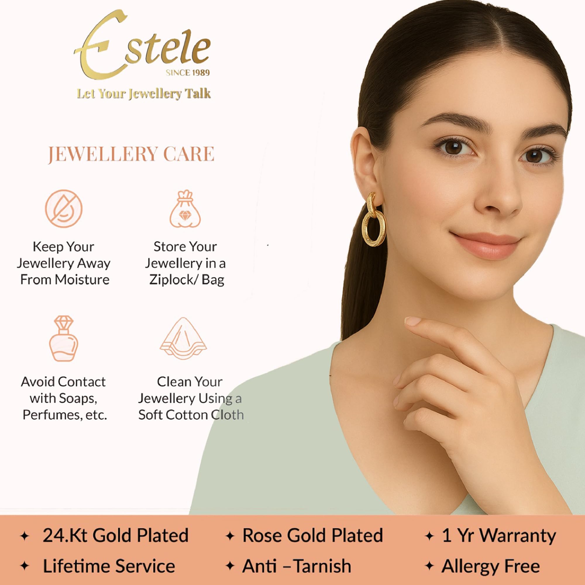 Estele Fashion Jewellery Gold & Rhodium Plated Leaf Designer Drop Earrings for Girls and Women-629/705 ER