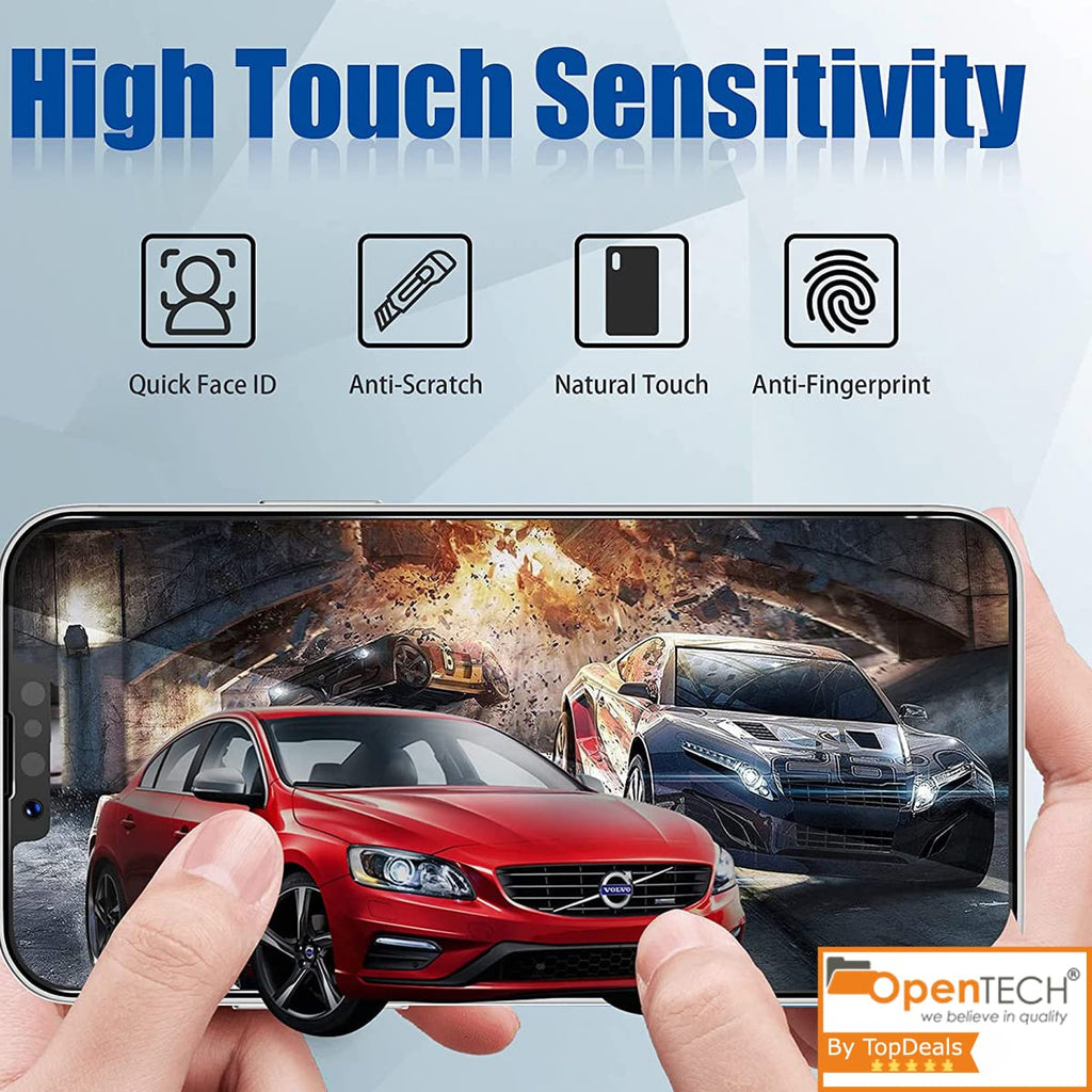 OpenTech® Military-Grade Premium Tempered Glass Screen Protector for iPhone 13/13 Pro / 14 / 16e / 17e with Edge to Edge Coverage - Case Friendly, Anti-scratch and Bubble free installation kit