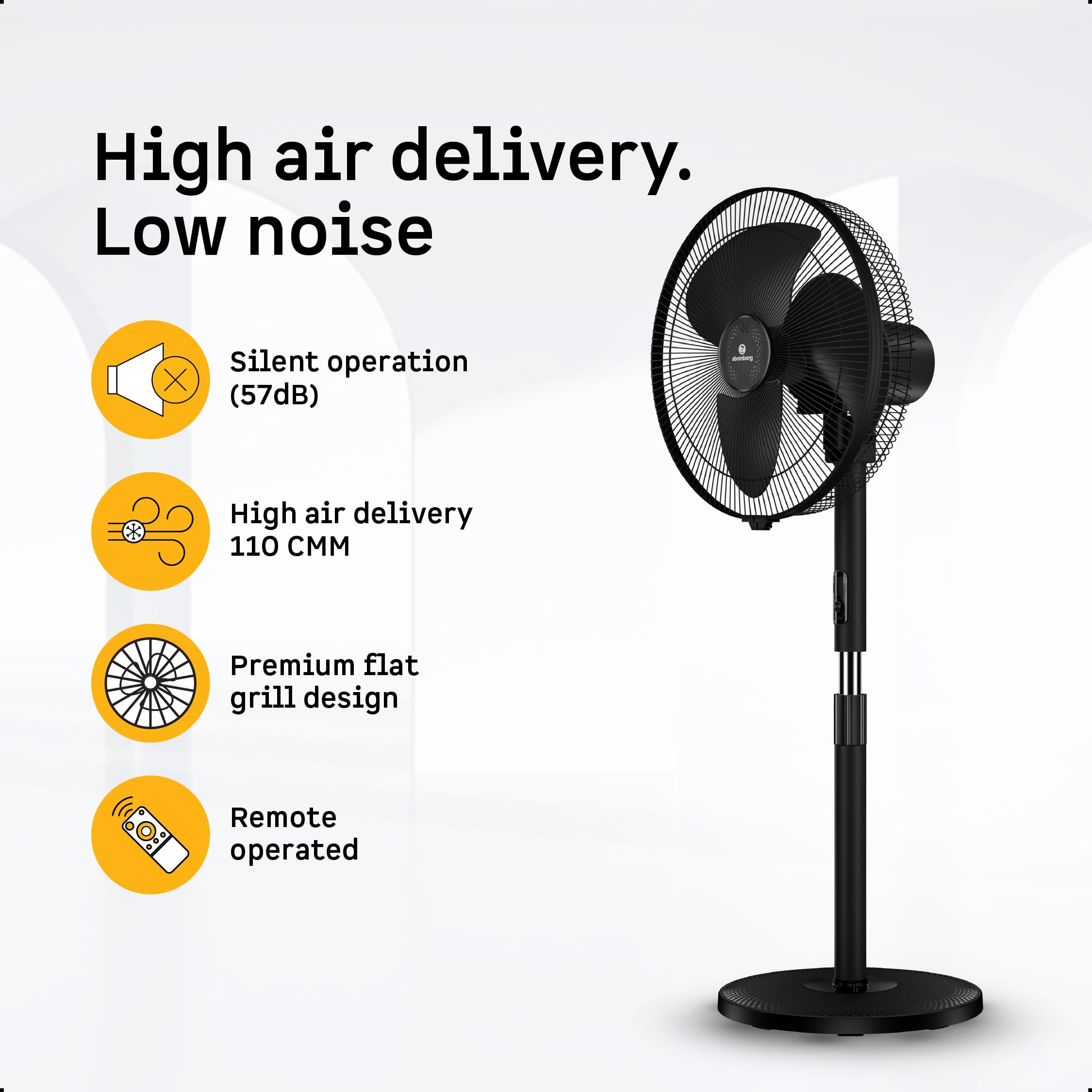 atomberg SilenceAire Hi-Speed | Newly Launched | 400mm BLDC Pedestal Fan | 5-star rated| Home & Office | Silent Stand Fan | 60W | Remote | Height Adjustable | 2 Years Warranty (Midnight Black)