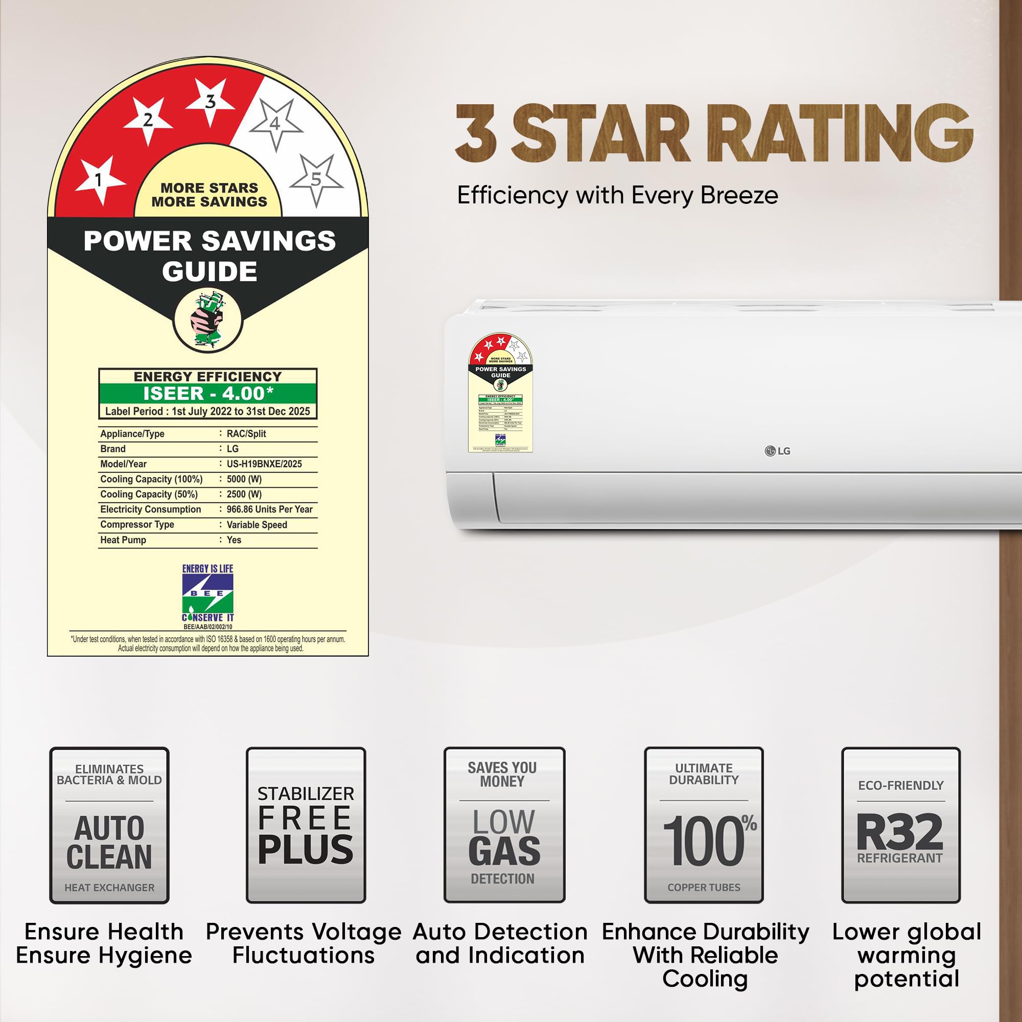 LG 1.5 Ton 3 Star, Hot & Cold AC for All Season, DUAL Inverter Split AC (Copper, Convertible 5-in-1, VIRAAT Mode, 4 Way Air Swing, HD Filter with Anti-Virus Protection, US-H19BNXE, White)