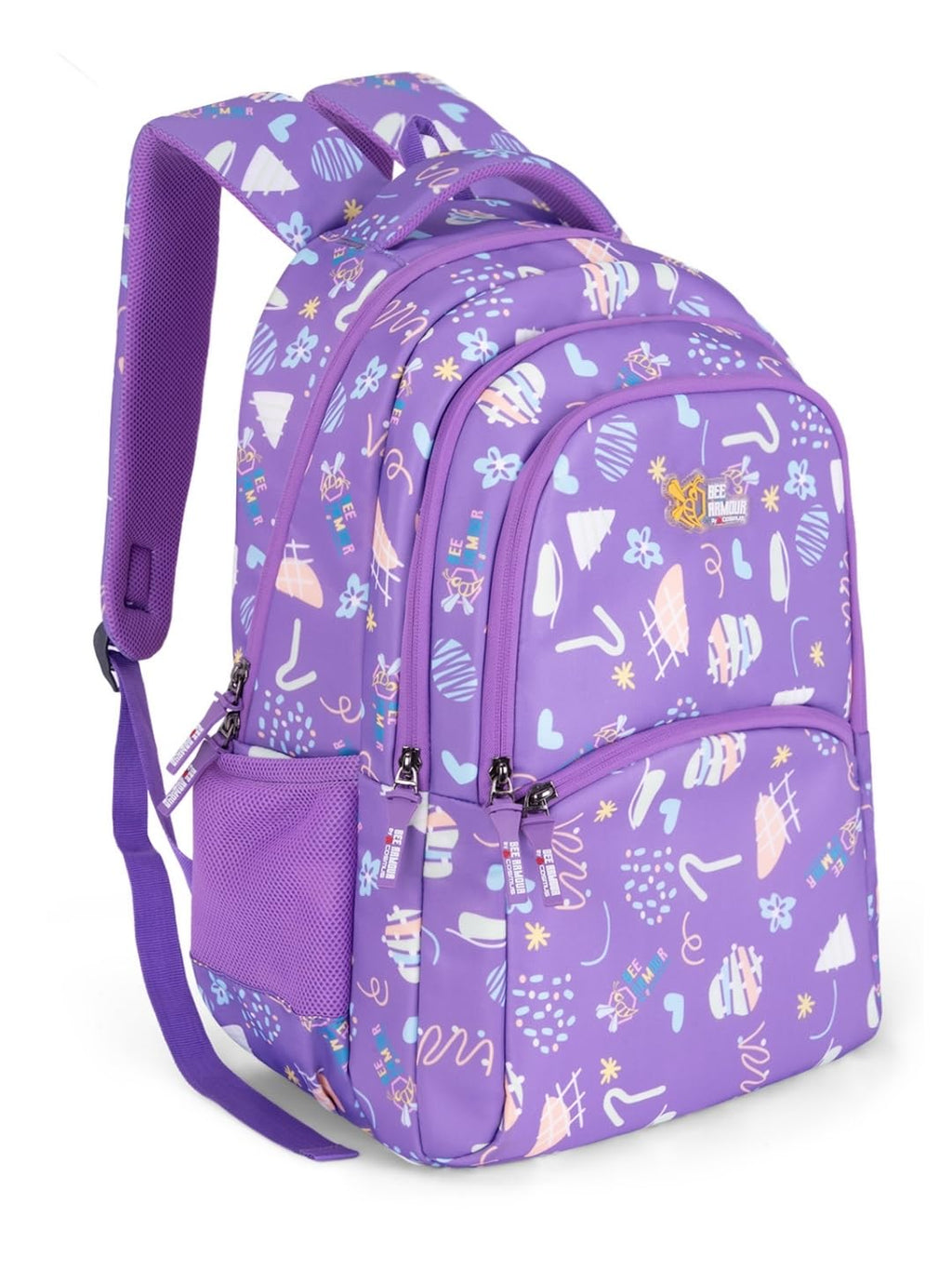 Bee Armour Lyra Sweet Treats 37L School Backpack – Black Ice Cream & Candy Fun Edition | For Kids (Girls & Boys) (Purple)