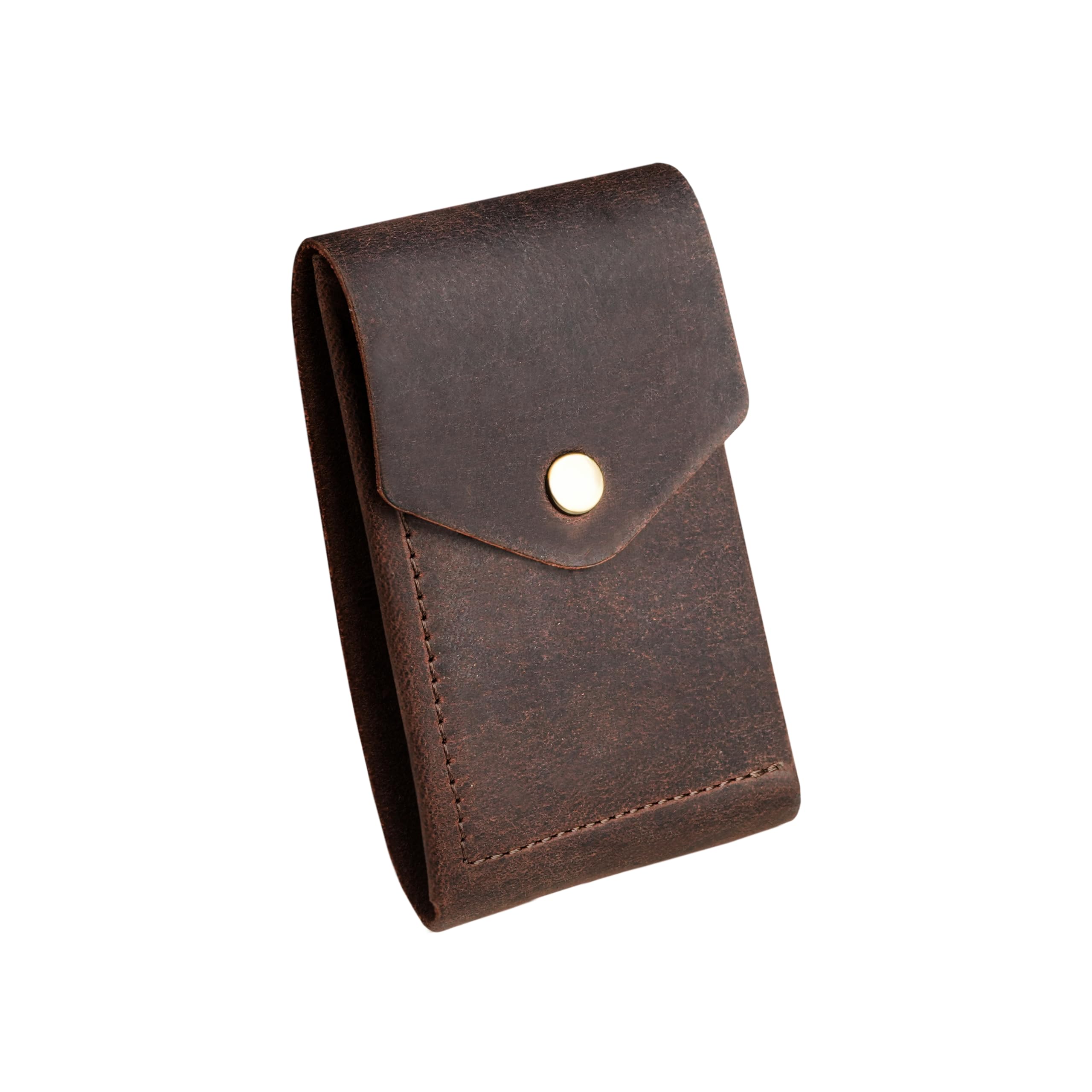 The Wallet Store Flip Genuine Leather Vertical Slim Wallet for Men | Pull-String Quick Card Access | Compact Front Cash Pocket & Button Lock | Minimalist Travel & Daily Carry Wallet (Brown)
