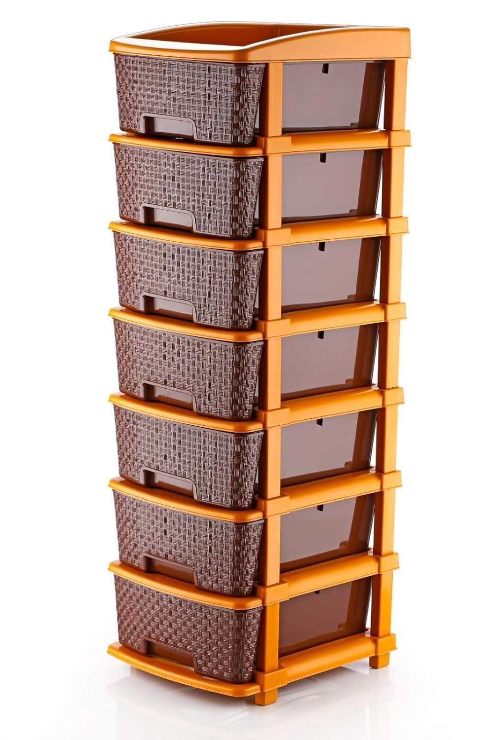 7 XL Plastic Modular Drawer System for Home, Office, Hospital, Parlor, School, Doctors, Home and Kids, Product Dimension When Asembeled (30Cmx37Cmx105Cm) (Chocolate Brown, 7XL)