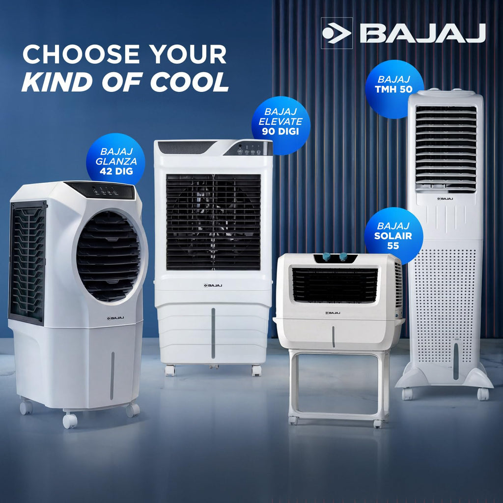 Bajaj DMH 85X 85L Desert Air Cooler | High Air Delivery with Turbo Fan Technology | 3-Side Honeycomb Cooling & 4-Way Swing | Inverter Compatible | 1 Year Warranty【White】
