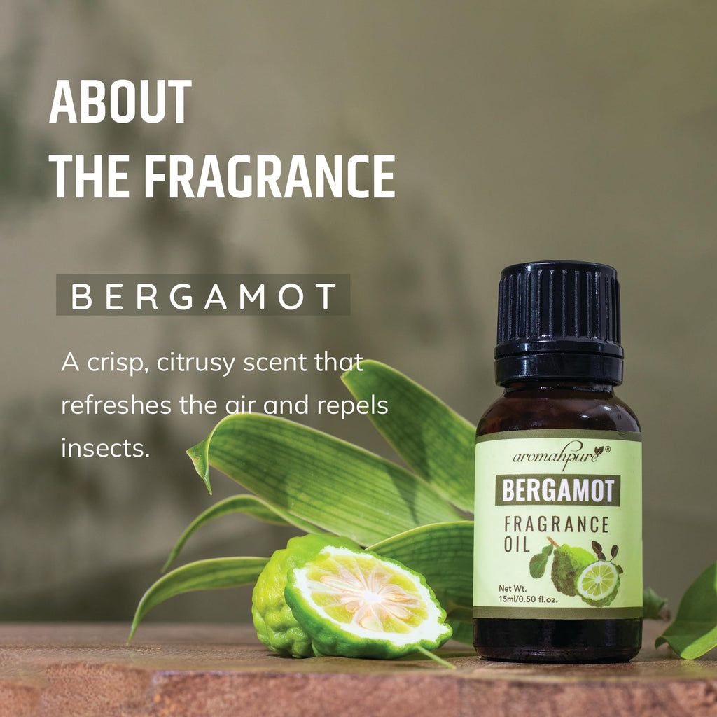 Aromahpure Fragrance Oil | 15 ml | Bergamot Aroma Oil for Home Fragrance | Best for Aromatherapy | Helps in Meditation | Used in Diffusers, Candles, Air Fresheners, Soap, IFRA Certified