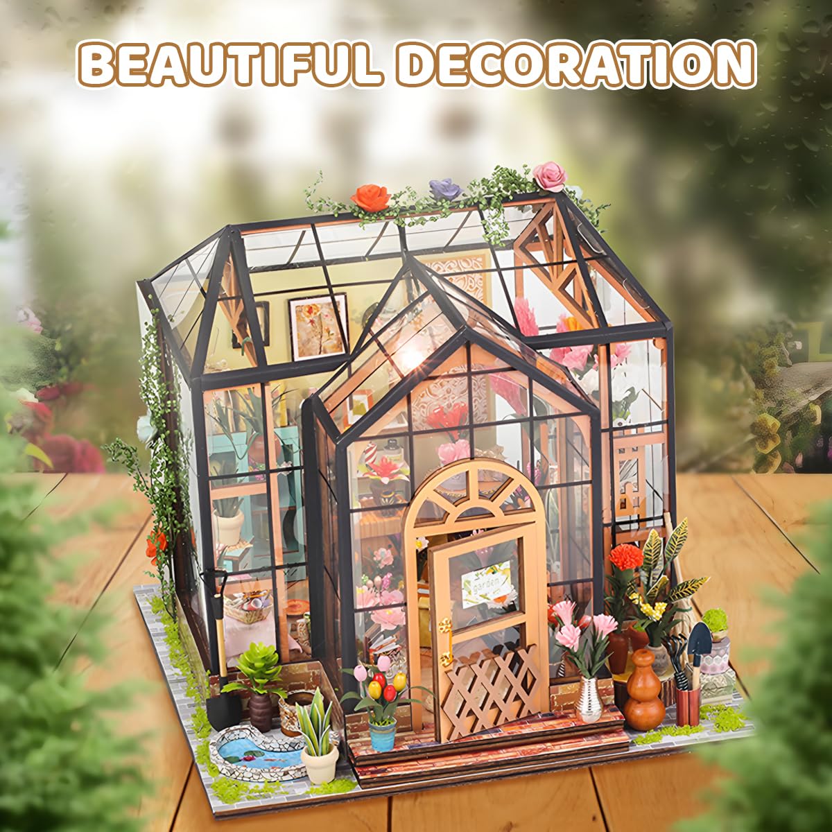 PATPAT DIY Miniature House Kit with LED Lights, Wooden Dollhouse Miniature Kits for Adults and Teens, DIY Craft Kit Ornaments Miniature Dollhouse