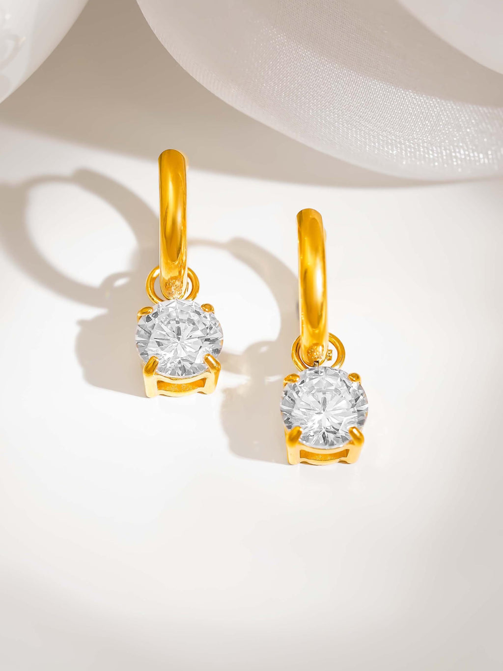 18K Gold Plated Lustre Drop Hoop Earrings for Women | Statement Earrings Waterproof & Anti Tarnish Demifine Earrings | Elegant Gold Hoop Earrings for Women | 1 Year Warranty*