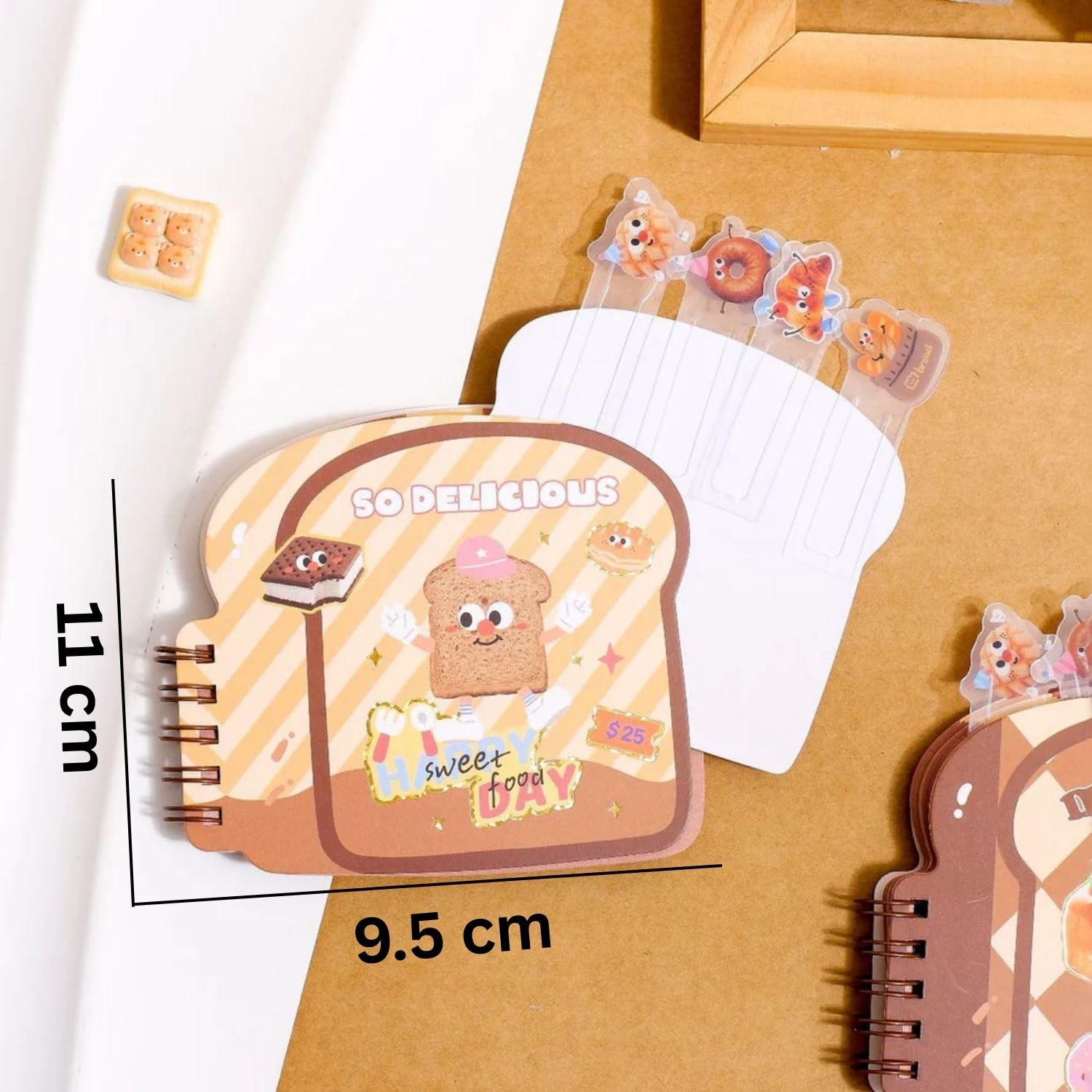 FunBlast Mini Diary for Kids –Bread Theme Spiral Notebook Diary with Bookmarks, Cute Kawaii Stationery, A7 Size Journal Diary, Ruled Notebooks for Boys & Girls – 60+ Sheets (RandomPrint)