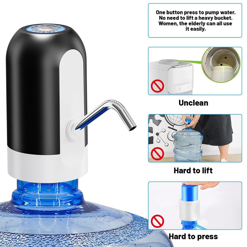 Sparklevipe Electric Water & Oil Dispenser Pump for 20 Litre Bottle | USB Rechargeable Automatic Water Can Dispenser Pump with Tap for Home, Kitchen | Portable Drinking Water Pump