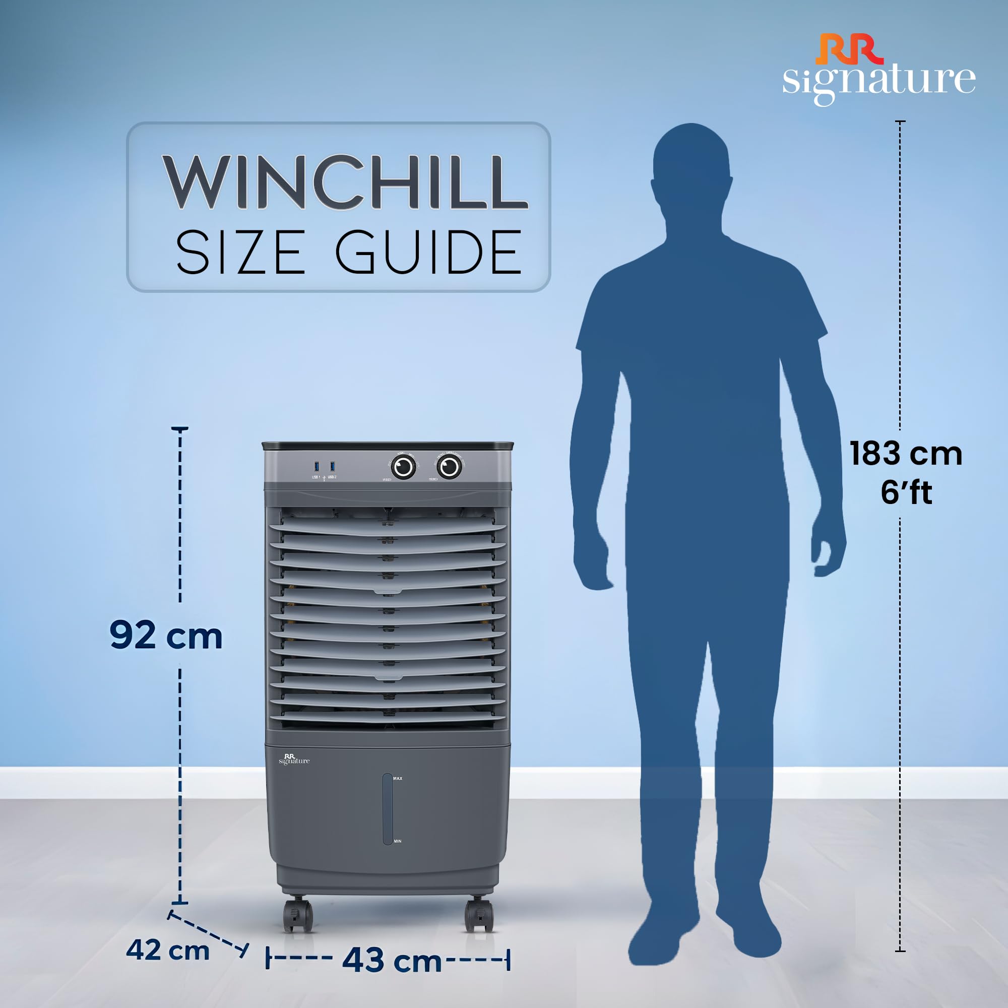 RR Signature WINCHILL CH Personal Air Cooler 50 LTR 【Dark Grey】
