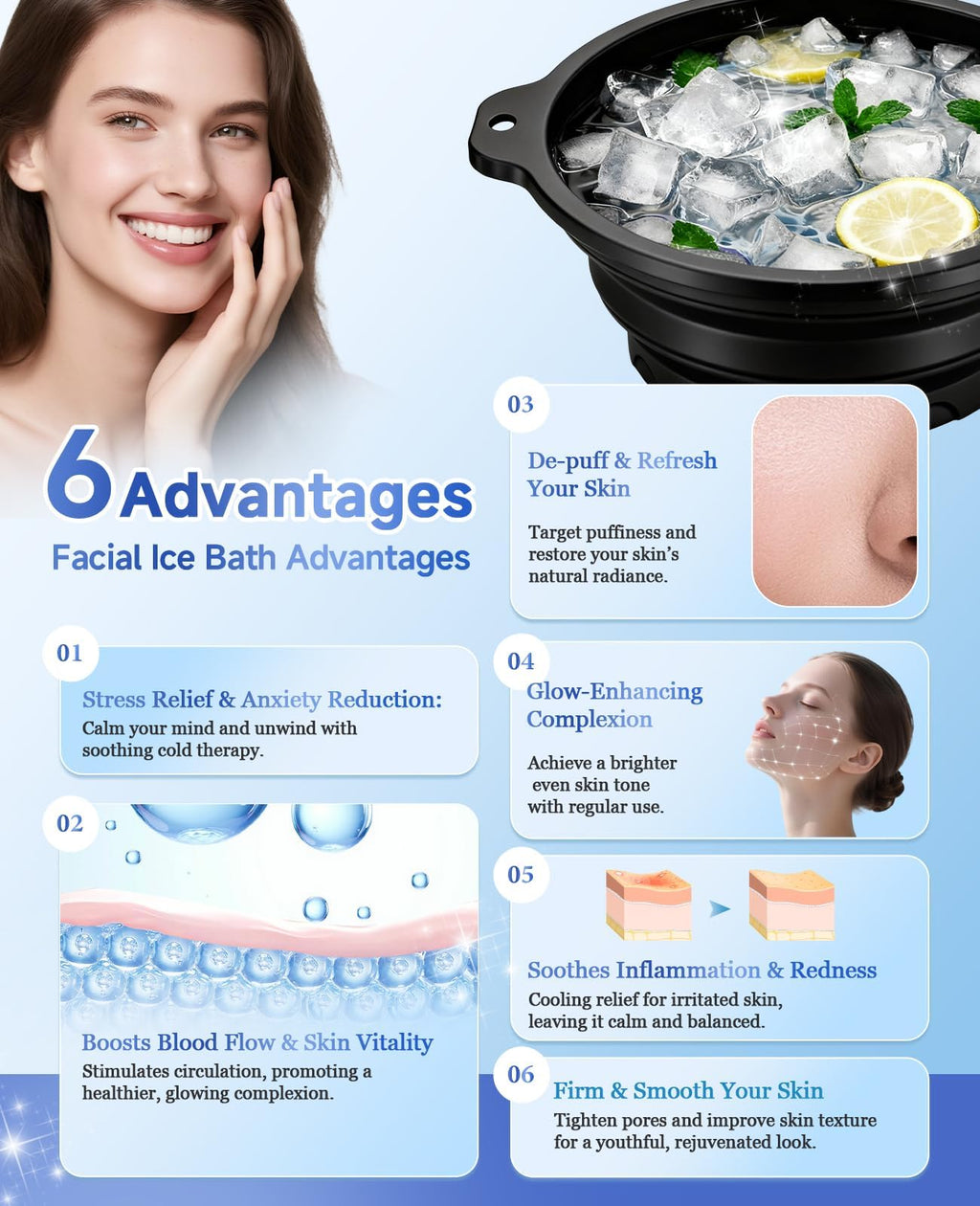 GRAYSON Face Ice Bowl | Ice Cube Tray For Face Dip | Ice Dunk Bowl For Face with Built-In Icetray, Collapsible Silicone Facial Ice Bath Bowl for Cold Plunge Therapy, Skin Tightening & Acne Relief