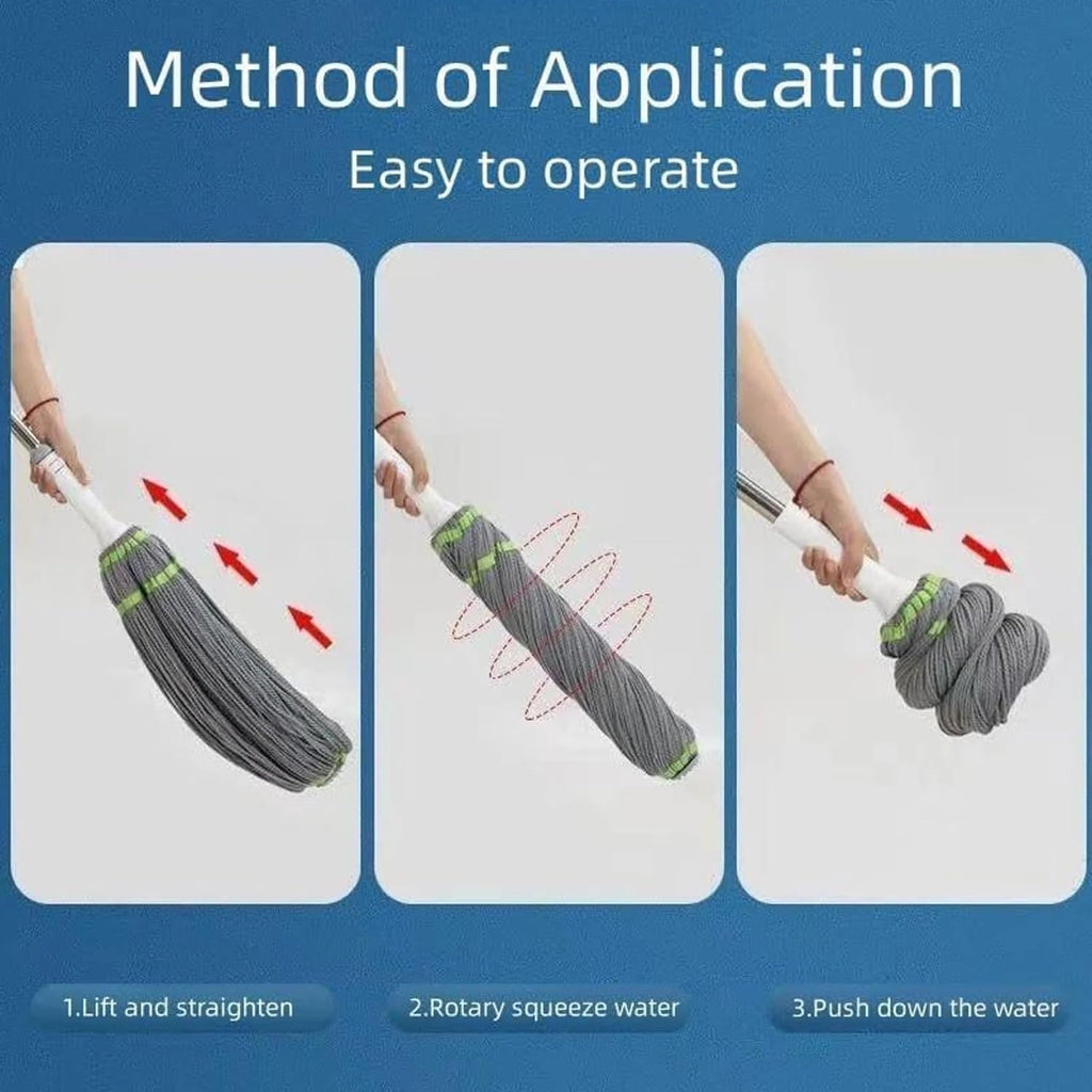 Microfiber Twist Mop for Floor Cleaning – Heavy Duty Squeeze Twist Mop Stick | Durable & Easy to Use Floor Cleaner | Best for Hardwood, Tile, Laminate Floors | G-Grey