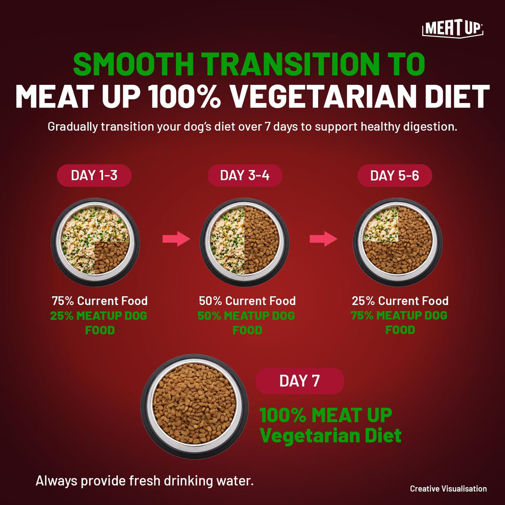 Meat Up Adult Dry Dog Food 3kg + 3kg (Free) 6kg | 100% Vegetable | Buy 1 Get 1 | Healthy Skin and Beautiful Coat | Antioxidants | Vitamins and Minerals
