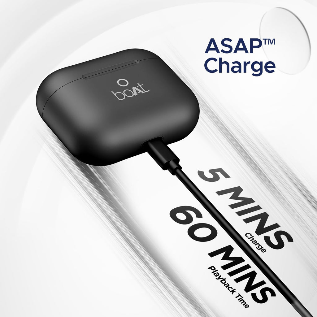 Boat Airdopes Joy, 35Hrs Battery, Fast Charge, IWP Tech, Low Latency, 2Mic ENx, Type-C Port, v5.3 Bluetooth Earbuds, TWS Ear Buds Wireless Earphones with mic(Jet Black)
