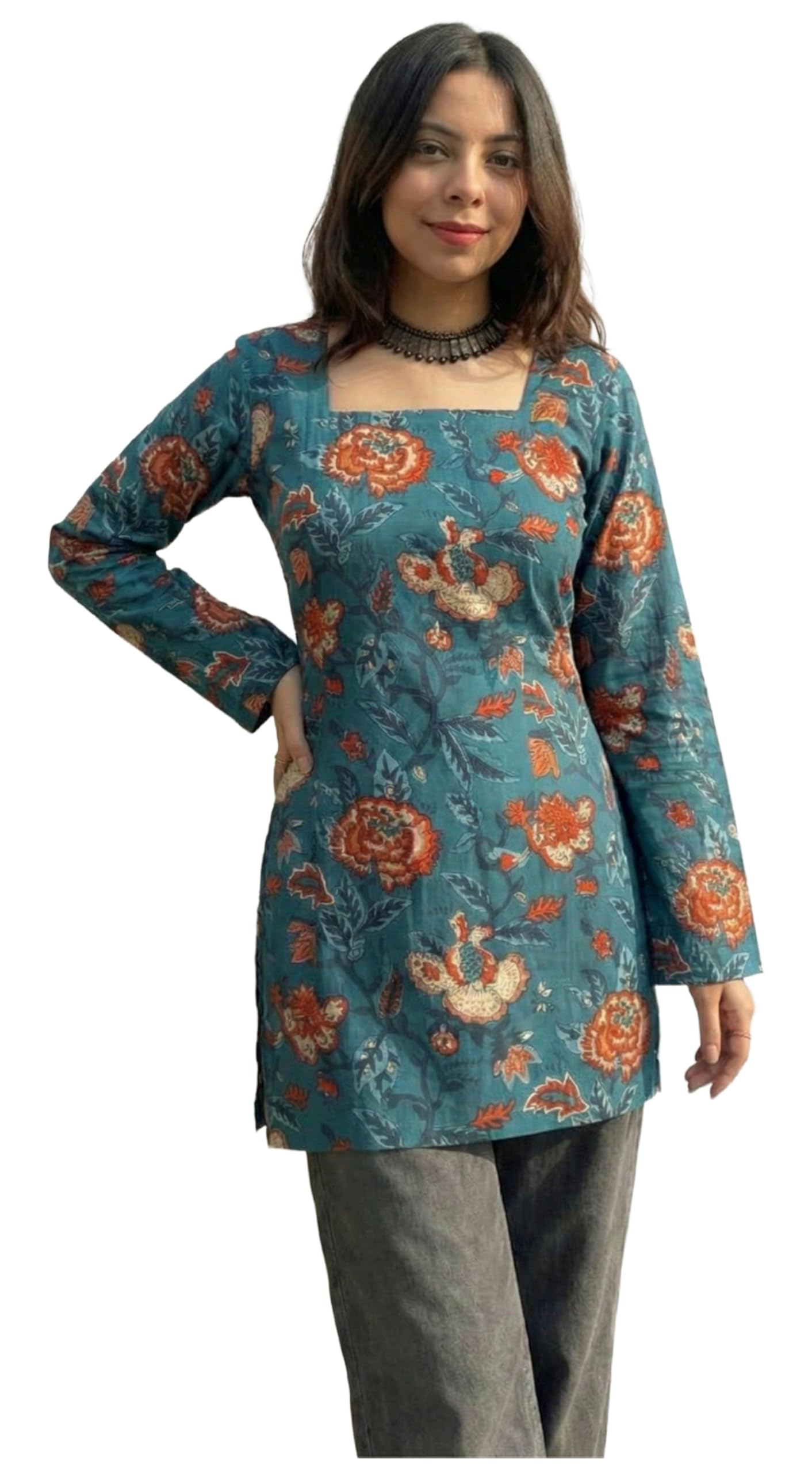 ANNI Designer Women's Viscose Blend Printed Short Kurti (SATHYAM RAMA_M_RAMA_Medium)