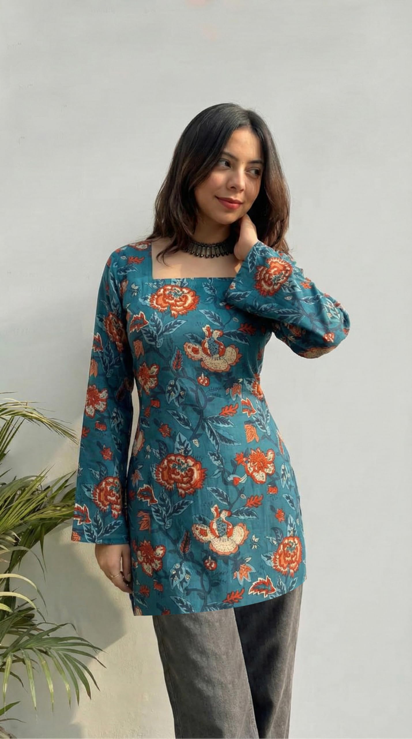 ANNI Designer Women's Viscose Blend Printed Short Kurti (SATHYAM RAMA_M_RAMA_Medium)