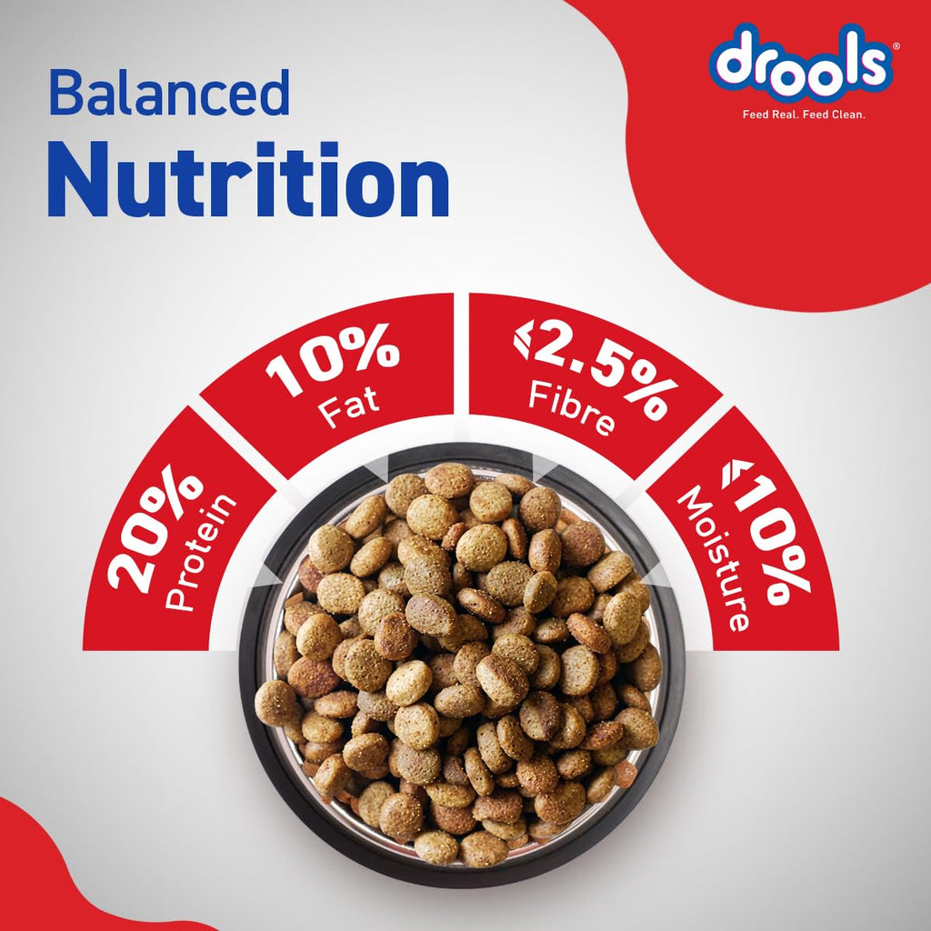 Drools Adult Dry Dog Food 10kg | Chicken Flavour | Optimum Protein & Energy Ratio | High-Grade Protein with Vitamins & Minerals | Easily Digestible for Optimum Performance