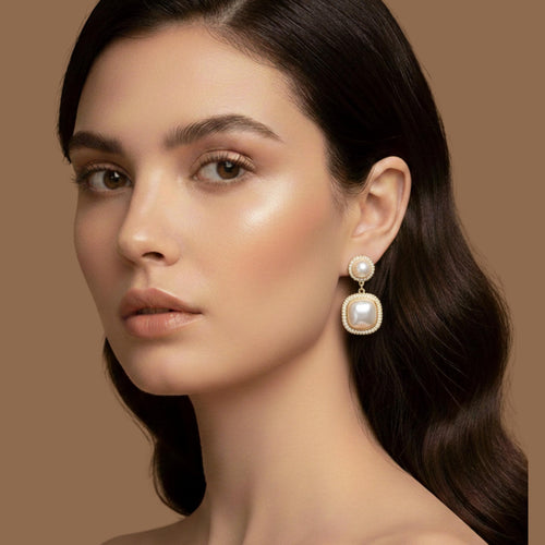 Combo of 3 Latest stylish Pearl earrings set for women and girls | drop earrings, bow earrings & halo earring set | Korean earrings set | Pearl studs earrings for women & Girls