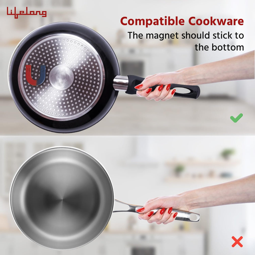 Lifelong 1800 Watt Induction Stove With Surge Protection, Electric Induction, 7 Preset Indian Menu Options, Auto Shut Off&Temperature Control with Voltage Protection, 1 Year Manufacturer's Warranty