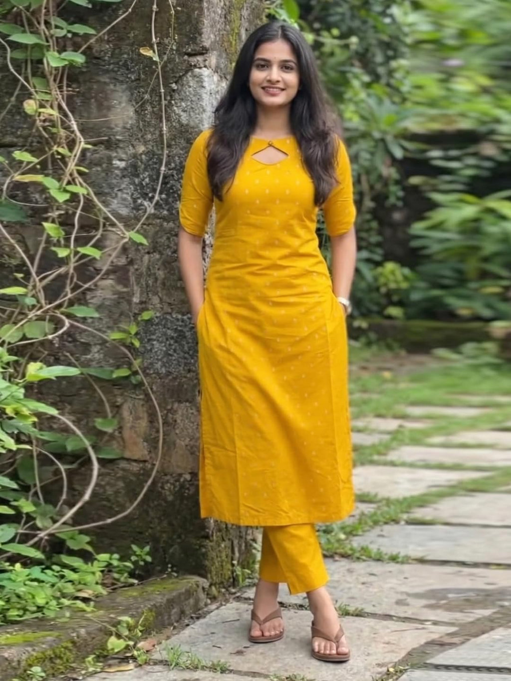ANNI Designer Women's Viscose Straight Printed Kurta with Pant (Yoshini Yellow_M_Yellow_Medium)