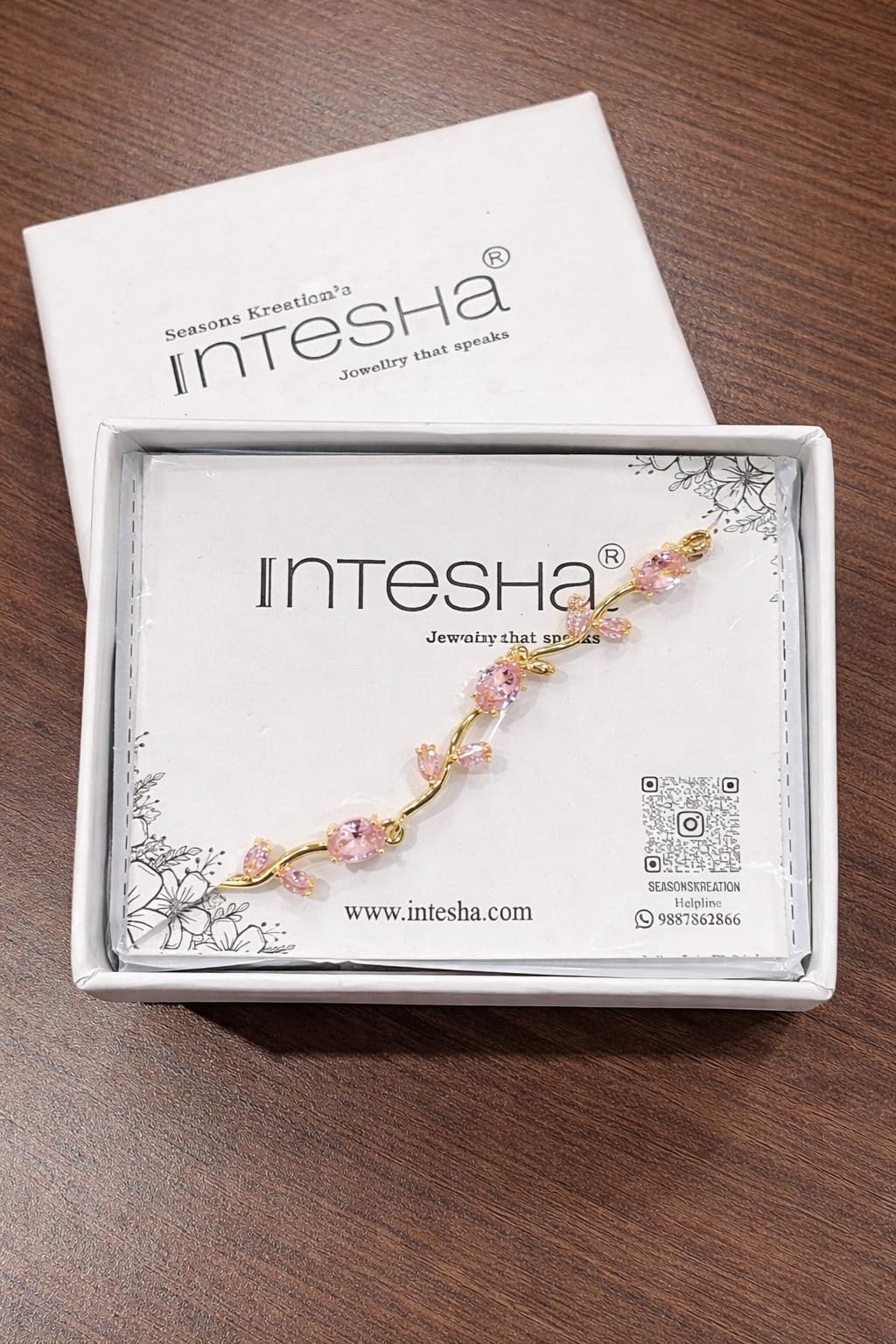 INTESHA® Anti Tarnish 18K Gold Plated Floral Tulip Bracelet for Women & Girls | Elegant Daily Wear Jewelry | Gift for Her | Pink Tulip Bracelet