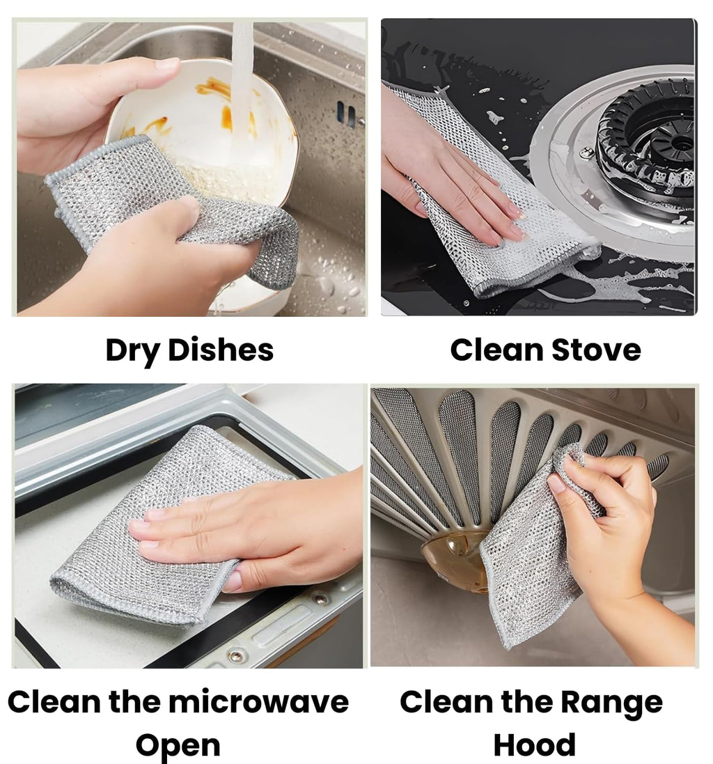 TEKCOOL (25 Pack) Non-Scratch Dish Wash Cloth, Steel Wire Dish Cloth, Wire Dishwashing Rags Stainless Steel Scrubber Non-Scratch Wire Dishcloth for Washing Dishes Sinks Counters