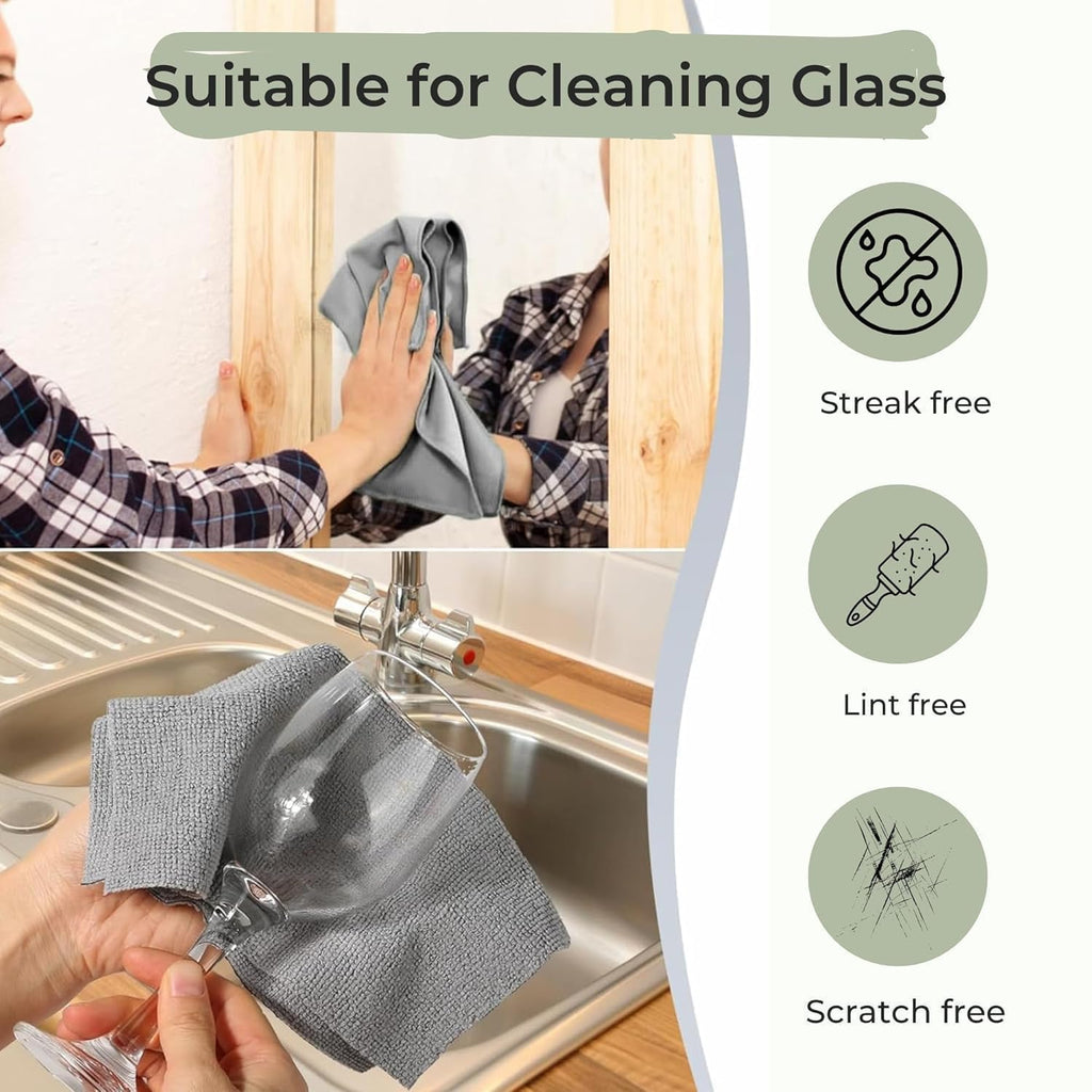 KESI ORNAMENTS Microfiber Cleaning Cloth 1 Roll - Tear-Away Reusable Microfiber Paper Towels, Lint-Free, 2000 Time Washable Scratch-Free, Kitchen Towels for Car, Home, Kitchen, Glass, Dishes (Grey)
