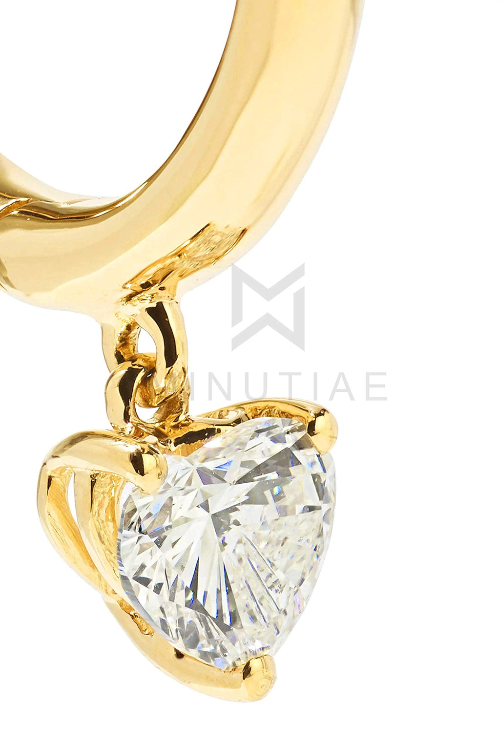 MINUTIAE Gold Plated Heart Solitare Dangling Clip On Earring Austrian Zirconium Earring For Women And Girls, Heart Shaped Diamond - Gold
