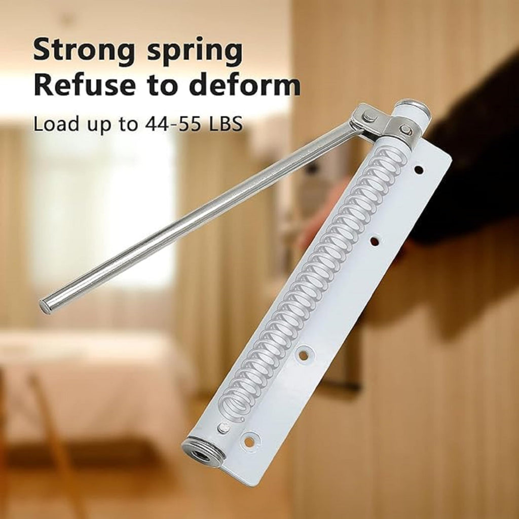 Door Closer Spring Arm with Adjustable Tension, 180 Degree Rotation, Metal Door Closing Mechanism for Left and Right Door Installation