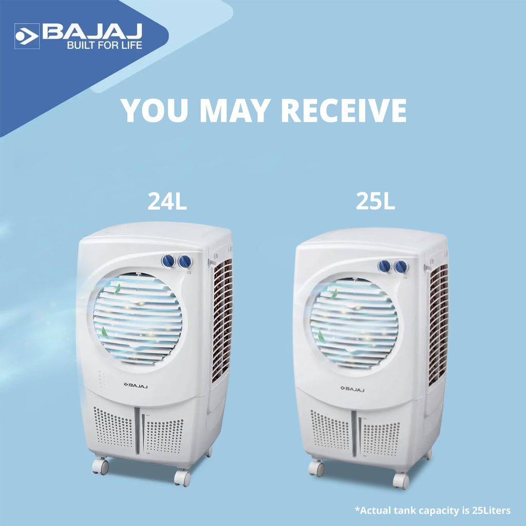 Bajaj PX25 Torque Air Cooler For Room 24L|Mini Air Cooler For Home|Anti-Bacterial Honeycomb Cooling Pads|16Ft Air Throw|High Speed Fan|Inverter Compatible|3 Yrs Comprehensive Product Warranty|White