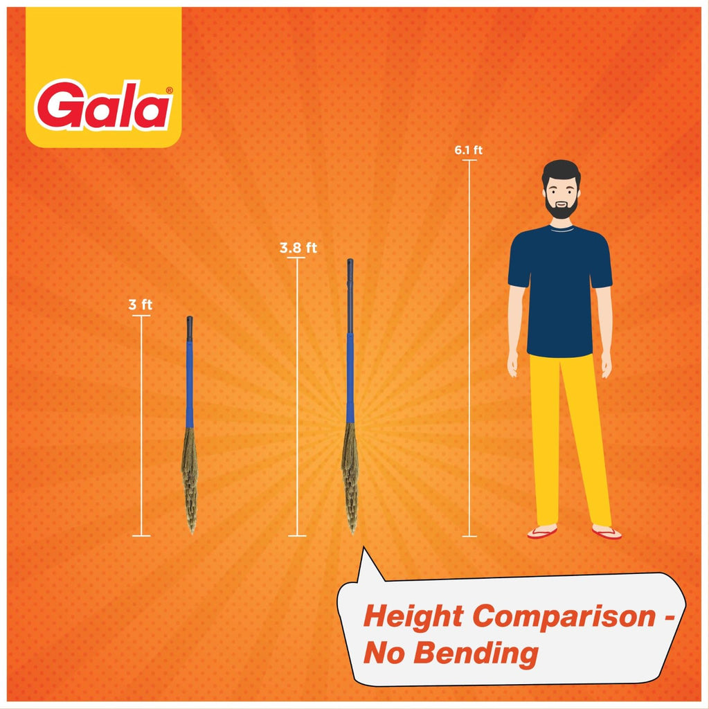 Gala No Dust Broom 2 in 1 with Extendable Handle for Ceiling and Floor Cleaning, Long Handle Jhadu