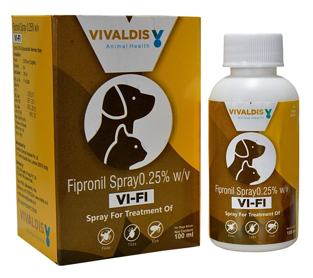Vivaldis Vi-Fi Forte Tick & Flea Spray for Dogs & Cats | Fast-Acting, Long-Lasting Fipronil Formula | Ticks & Fleas Remover for Dogs Treats Acute Infestations 100ml