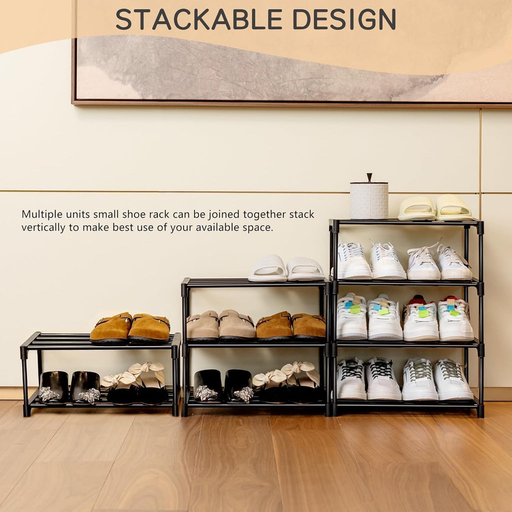 Ozoy 4 Tier Shoe Rack with Shelf, Folding Shoe Rack for Bedroom, Living Room,Entryway,Footwear Stand for Home, Organizer, One Size,ShoeRack Plastic 4 Shelf