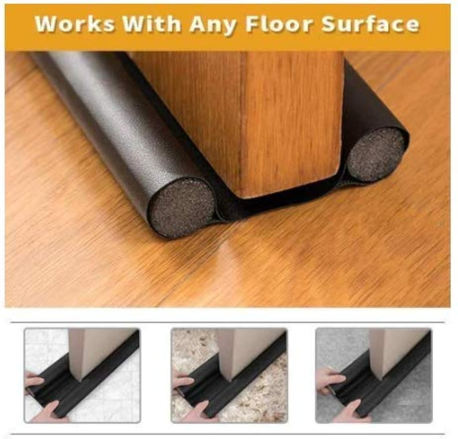 VOOY Door Bottom Sealing Strip Guard for Home | (39 inches, Pack of 3) | Door Stoppers | Door Seal | Door Closers | Sound-Proof Reduce Noise Energy Saving Weather Stripping | Waterproof (3)