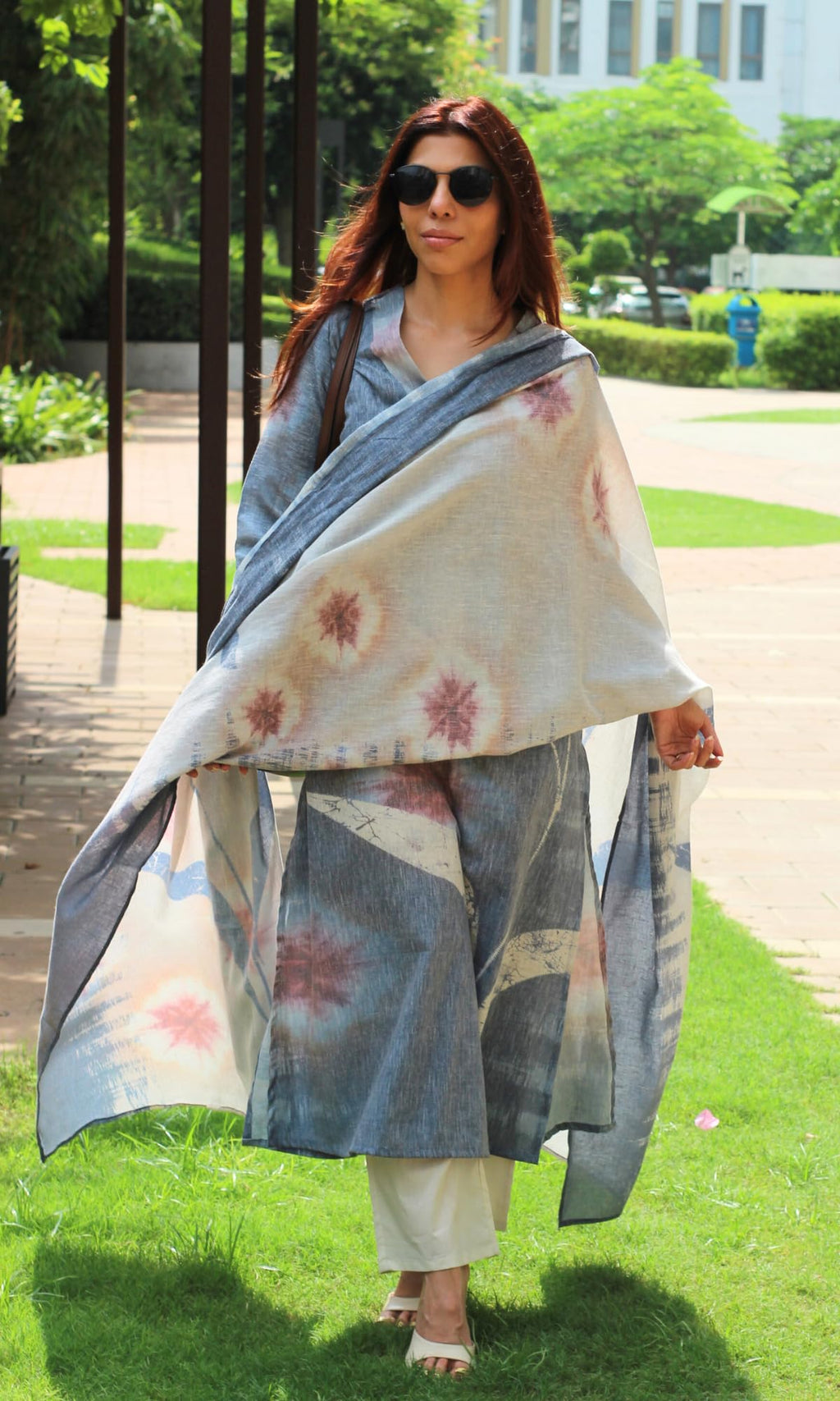 ANNI Designer Women's Cotton Blend Straight Printed Kurta with Pant & Dupatta (Mrita Grey_XL_Grey_X-Large)