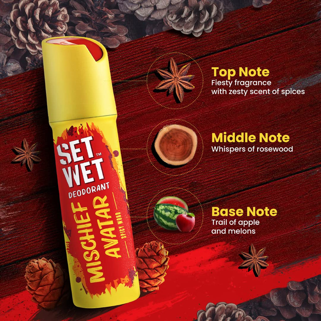 SET WET Deodorant Spray Perfume Cool, Charm & Mischief Avatar for men, 150ml (Pack of 3)