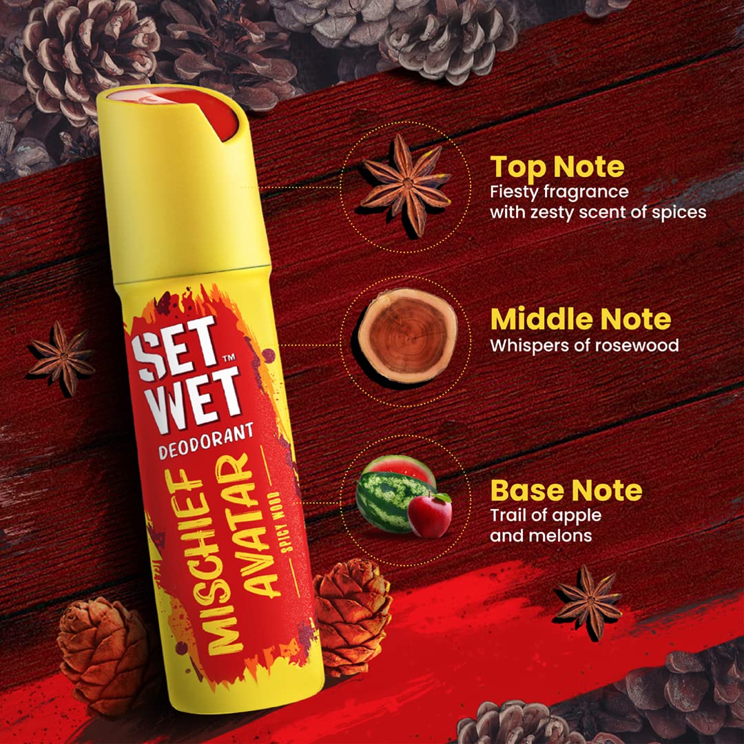 SET WET Deodorant Spray Perfume Cool, Charm & Mischief Avatar for men, 150ml (Pack of 3)
