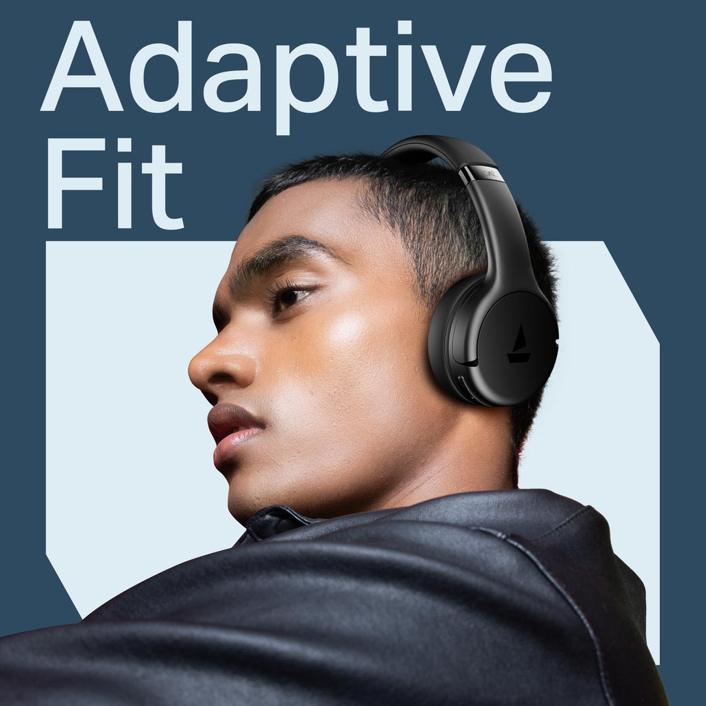 Boat Rockerz 411, 40Ms Low Latency, 40Hrs Battery, 40Mm Drivers, ENx Tech, Stream Ad Free Music via App Support, Bluetooth Headphones, Wireless Over Ear Headphone with Mic (Active Black)