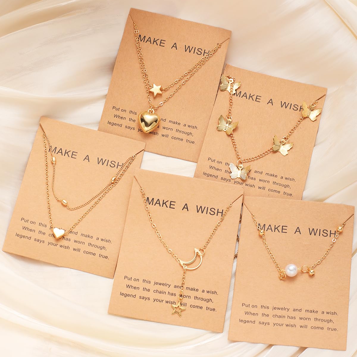 Shining Diva Fashion 5 Pcs Latest Stylish Heart Butterfly Pearl Necklace Jewellery Set for Women Pendant Necklace Gifts for Girls (16476np)