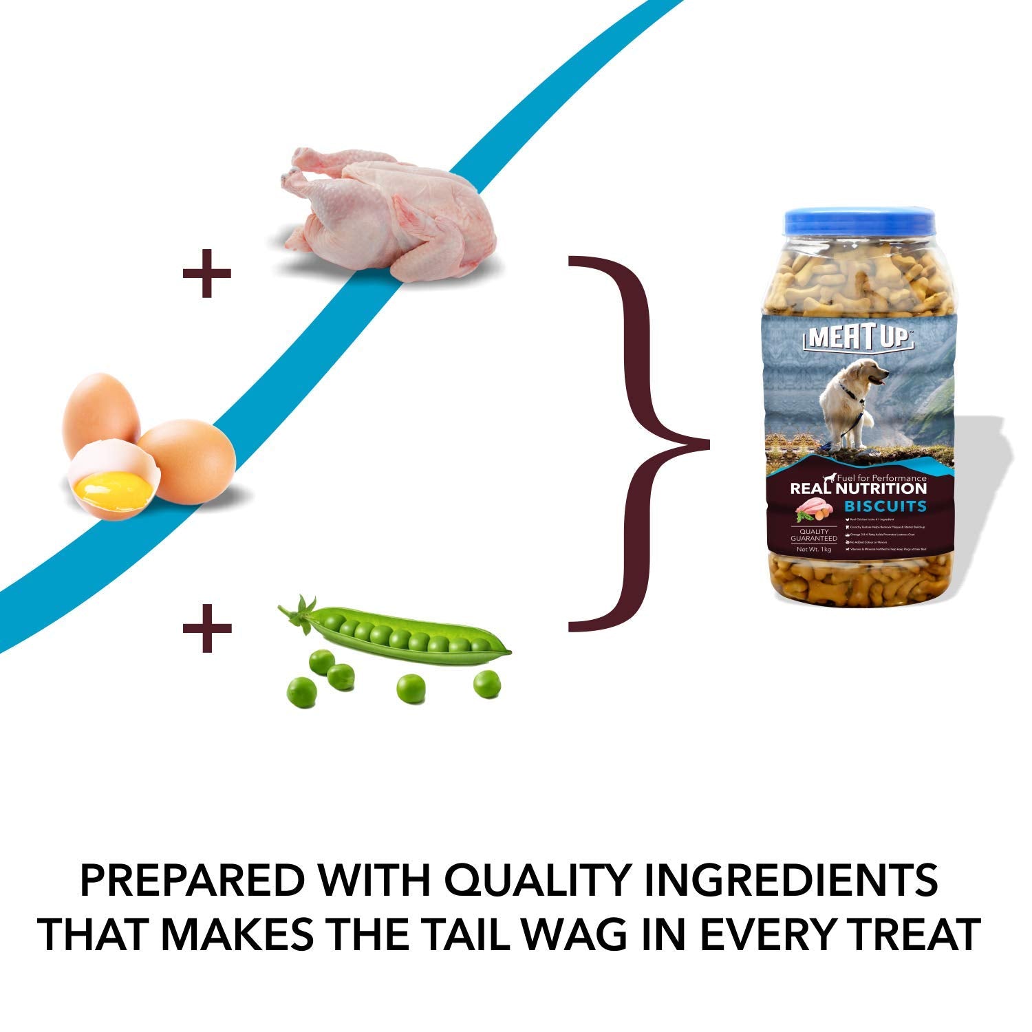 Meat Up Dog Treats Biscuits 2kg (2x1kg) | Real Chicken Flavour | Remove Plaque & Tartar Build-up | Vitamins & Minerals | Promotes Lustrous Coat