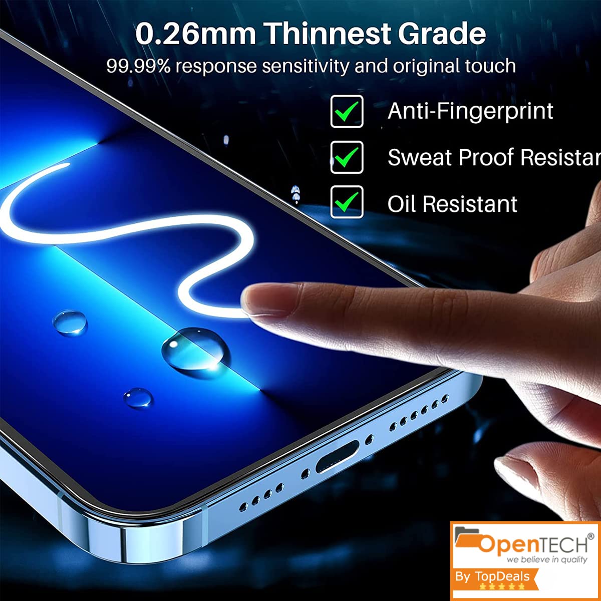 OpenTech® Military-Grade Premium Tempered Glass Screen Protector for iPhone 13/13 Pro / 14 / 16e / 17e with Edge to Edge Coverage - Case Friendly, Anti-scratch and Bubble free installation kit